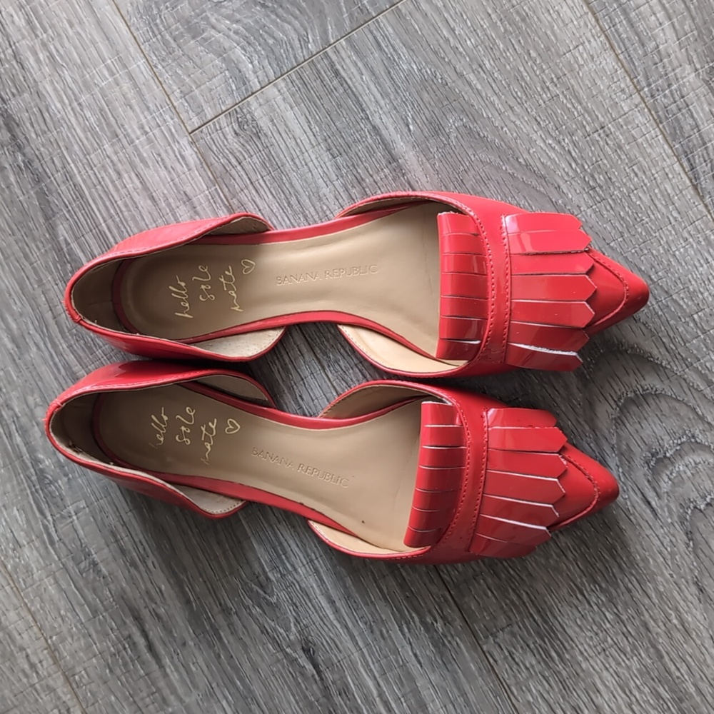 Banana Republic Arielle Red Patent Leather Fringe Flats Size 6